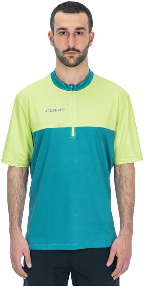Cube ATX Half Zip CMPT Short Sleeve Jersey – Green / Lime