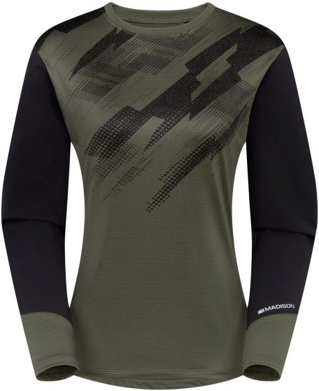 Madison Flux Trail Womens Long Sleeve Jersey – Midnight Green / Black
