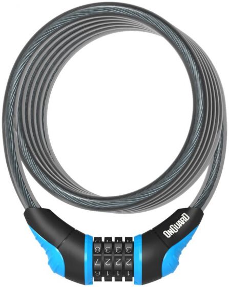 OnGuard Neon Combo Coil 8409 12mm Cable Lock – Blue