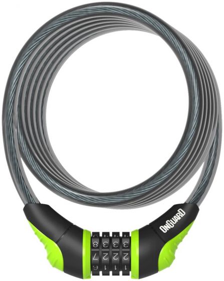 OnGuard Neon Combo Coil 8409 12mm Cable Lock – Green