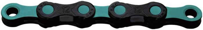 KMC X12 DLC Waxed 12-Speed Chain – Black / Celeste