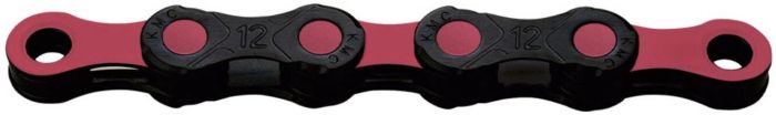 KMC X12 DLC Waxed 12-Speed Chain – Black / Pink