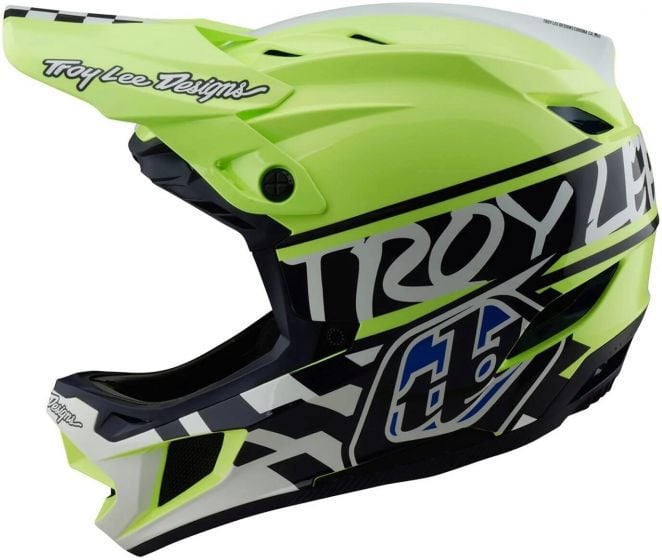 Troy Lee D4 Polyacrylate Helmet – Fifty-50 - Navy / Glo Yellow