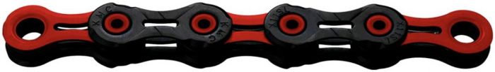 KMC X11 DLC Waxed 11-Speed Chain – Black / Red