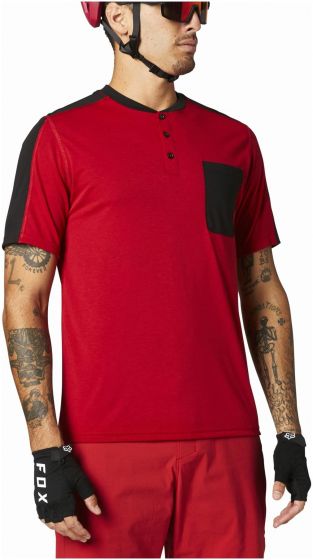 Fox Ranger Drirelease Henley Short Sleeve Jersey – Chili, image 1 of 5