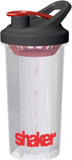 Elite Shaker Bottle – Clear / Red