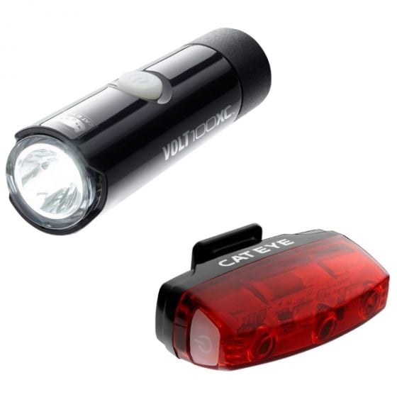 Cateye Volt 100 XC Front and Rapid Micro Rear Light Set