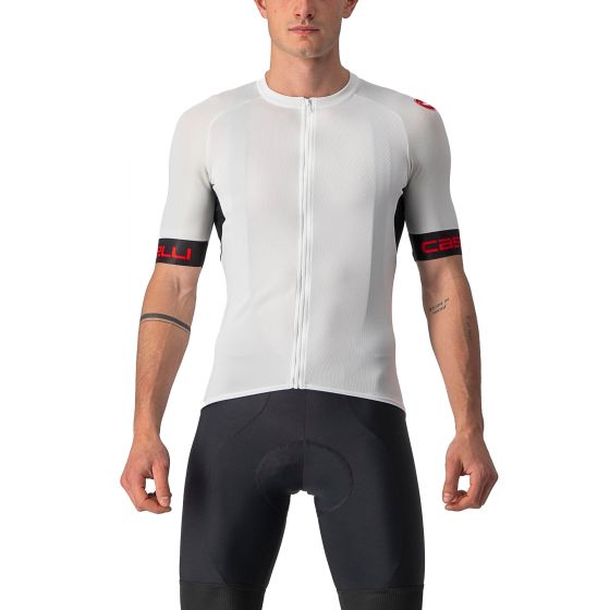 Castelli Entrata VI 2023 Short Sleeve Jersey – Ivory / Light Black / Red