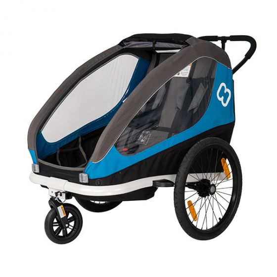 Hamax Traveller Twin Kids Bike Trailer – Blue / Grey, image 1 of 3