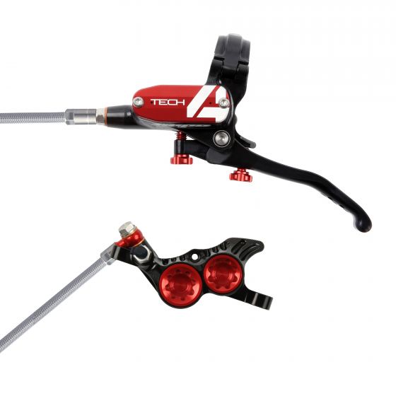 Hope Tech 4 V4 Disc Brake Set With Braided Hose – Black / Red