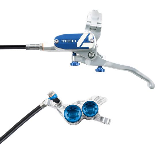Hope Tech 4 V4 Disc Brake Set With Black Hose – Silver / Blue