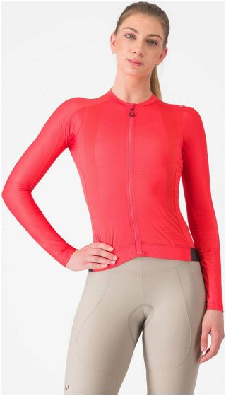 Castelli Espresso Womens Long Sleeve Jersey – Hibiscus / Dark Grey