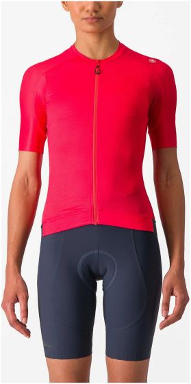 Castelli Espresso Womens Short Sleeve Jersey – Hibiscus / Dark Grey