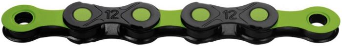 KMC X12 DLC Waxed 12-Speed Chain – Black / Apple Green