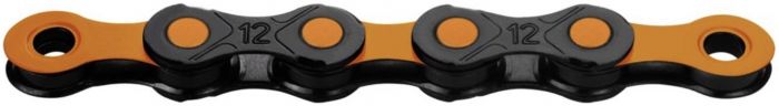 KMC X12 DLC Waxed 12-Speed Chain – Black / Orange