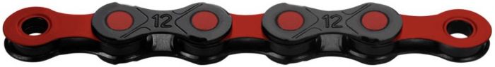 KMC X12 DLC Waxed 12-Speed Chain – Black / Red