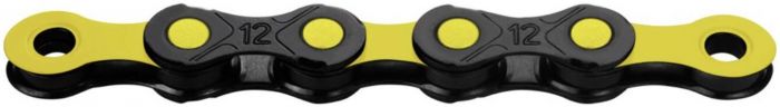 KMC X12 DLC Waxed 12-Speed Chain – Black / Yellow