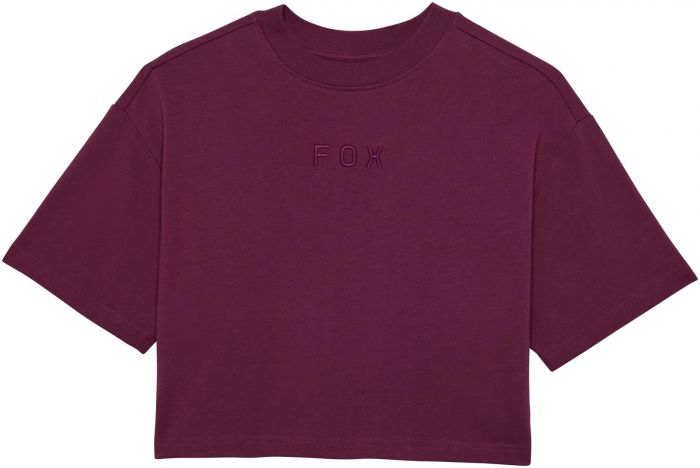 Fox Wordmark Premium Womens Short Sleeve Crop T-Shirt – Sangria