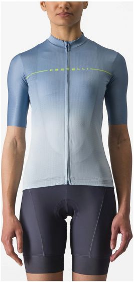Castelli Salita Womens Short Sleeve Jersey – Steel Blue / Winter Sky / Electric Lime