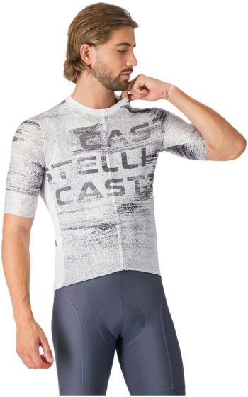 Castelli Stratus Logo Short Sleeve Jersey – White / Smoky Grey