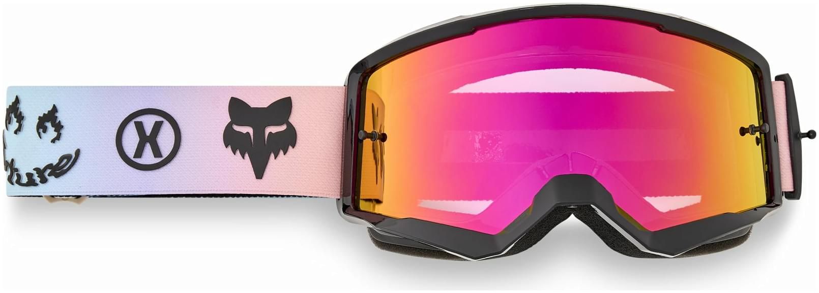 Womens Fox Youth Goggles Fox Vue TS57 MTB Goggles Black/Pink Mirror