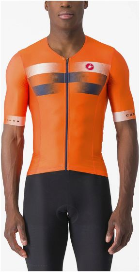 Castelli Free Speed 2 Short Sleeve Race Jersey – Brilliant Orange / Belgian Blue / White