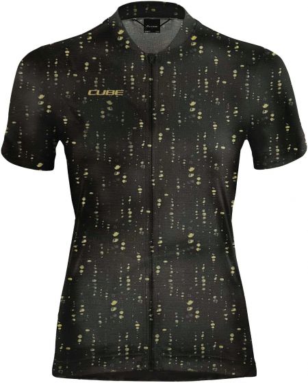 Cube ATX Full Zip CMPT Womens Short Sleeve Jersey – Black Pattern