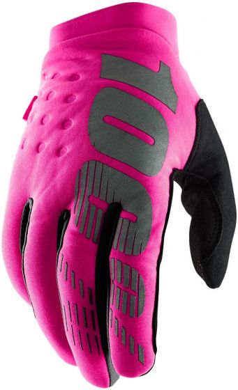 100% Brisker Womens Cold Weather Gloves – Black / Neon Pink