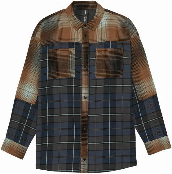Fox Womens Oversized Flannel Shirt – Dark Vintage