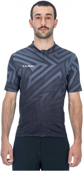 Cube ATX Full Zip CMPT Short Sleeve Jersey – Black / Grey