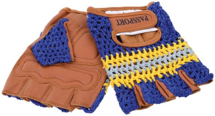 Passport Crochet Back Short Finger Gloves – Light Blue