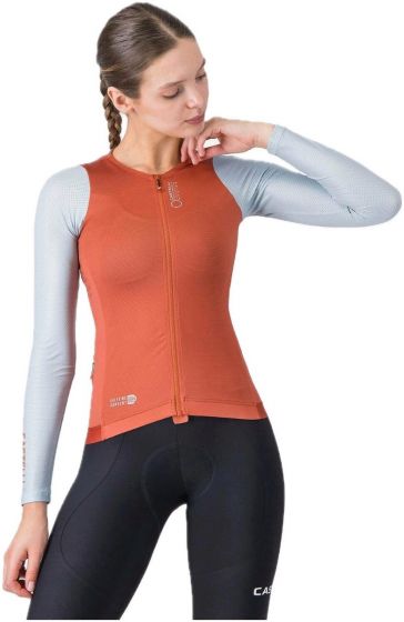 Castelli Corretto Womens Long Sleeve Jersey – Paprika / Winter Sky