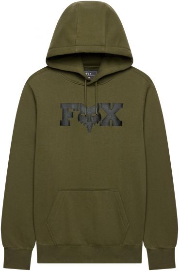Fox Head X Fleece Pullover Hoodie – Olive Green