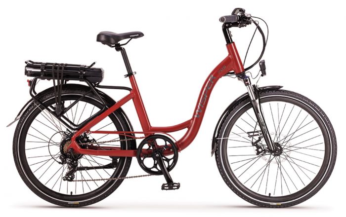 Wisper 705 26-Inch Step-Through 2024 Electric Bike – Red