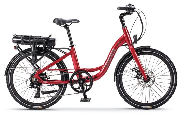 Wisper 705 24-Inch Step-Through 2024 Electric Bike – Red